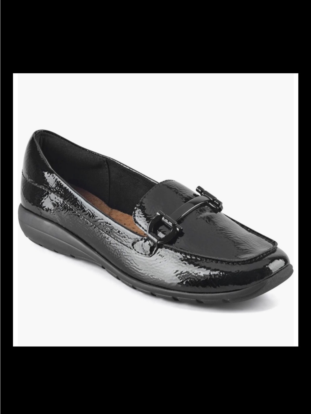 Easy Spirit Women’s Andra Bit Shiny Black Patent Loafers size 8.5
